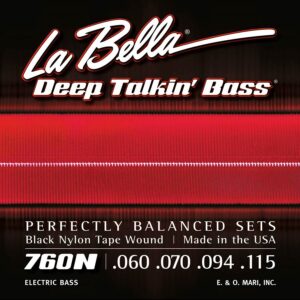 string set electric bass, black nylon tape wound, 060-070-094-115 longscale