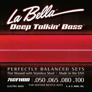 string set electric bass, for Hofner Beatle, stainless steel flatwound, 050-065-080-100 shortscale