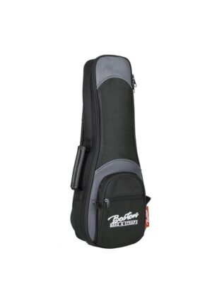gig bag for ukulele, 25 mm. padding, black and grey, multiple pockets, soprano shape