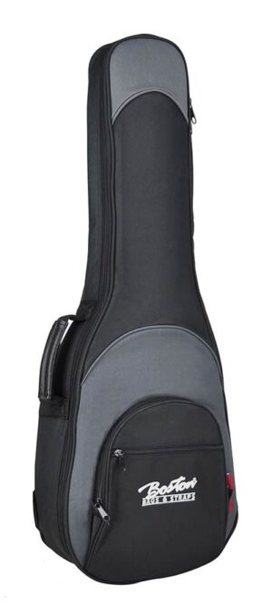 gig bag for ukulele, 25 mm. padding, black and grey, multiple pockets, concert shape