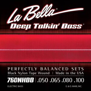 string set electric 'Beatle' bass, black nylon tape wound, 050-065-080-100