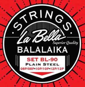 string set balalaika, plain steel, loop ends, 2x008-2x010-2x012