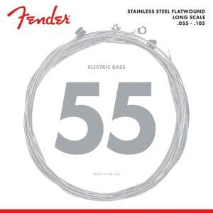 string set electric bass, stainless steel flatwound, medium, 055-070-090-105