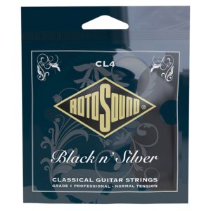 string set classic Black n' Silver rectified black nylon trebles & silverplated basses, medium ten