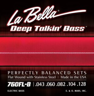 string set electric bass, stainless steel flatwound, light, 043-060-082-104-128