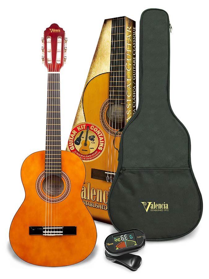 classic guitar kit: guitar 1/2 size with bag and clip tuner