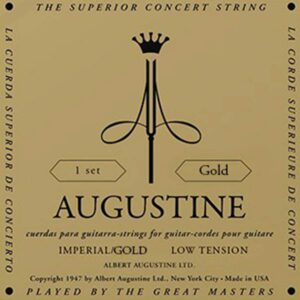 Gold string set classic, medium tension trebles & light tension basses (brass plated)