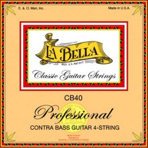 string set contrabass 4, 750mm scale, clear nylon trebles & silverplated basses, plain ends