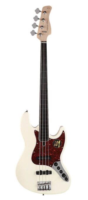 fretless alder 4-string active bass guitar antique white