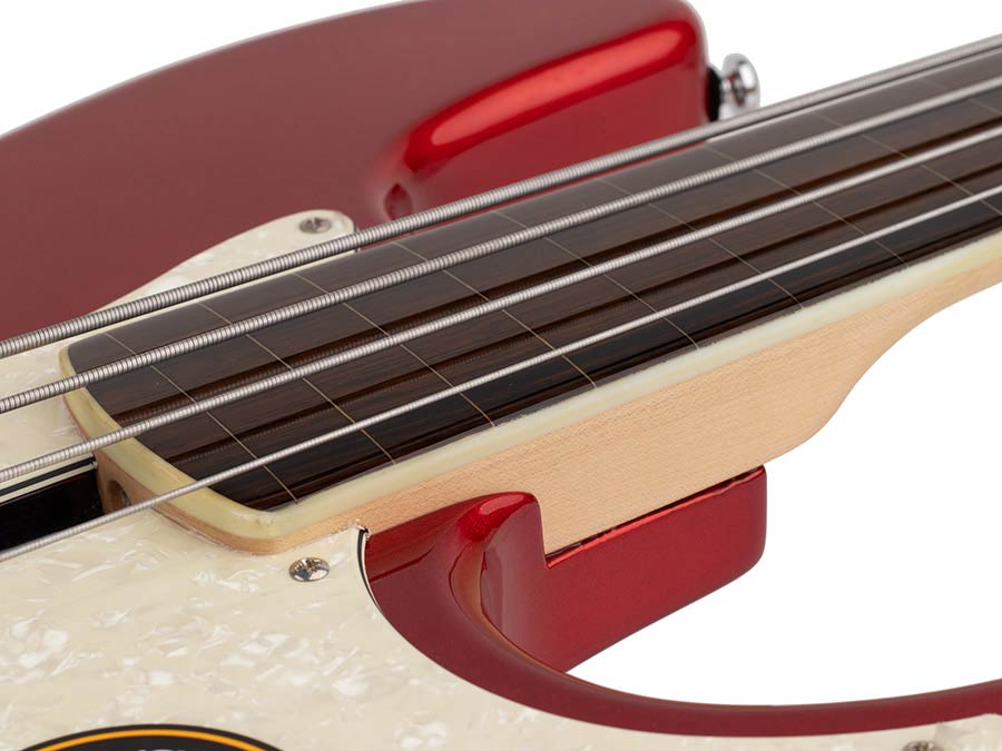 fretless alder 4-string active bass guitar bright metallic red - Afbeelding 6