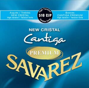 string set classic, New Cristal trebles, Cantiga Premium silver plated wound basses, high tension