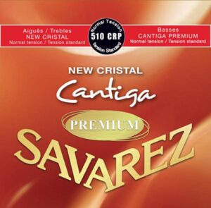 string set classic, New Cristal trebles, Cantiga Premium silver plated wound basses, medium tension