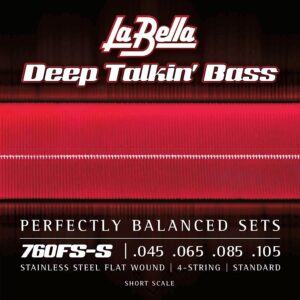 string set electric bass, stainless steel flatwound, standard, 45-105, short scale