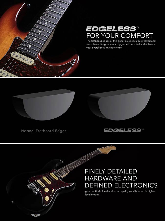 electric guitar S-style tobacco sunburst - Afbeelding 7