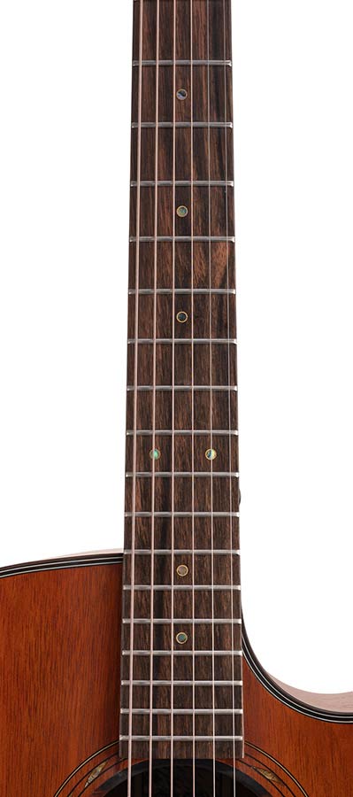 auditorium guitar with solid mahogany top, mahogany b&s, cutaway with EQ, amara ebony fb, natural - Afbeelding 11
