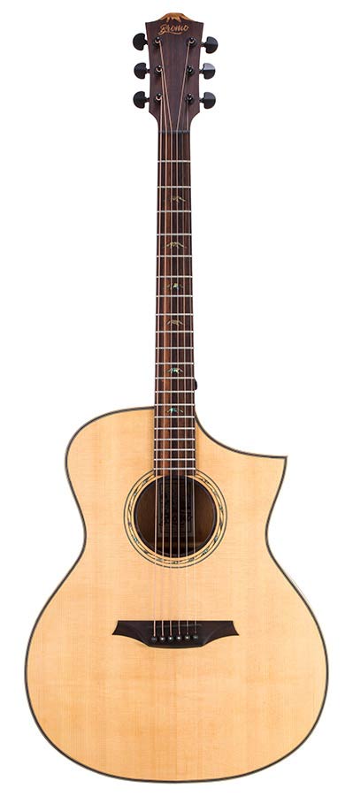 Hillside auditorium guitar with solid spruce top, mahogany b&s, cutaway, amara ebony fb, natural - Afbeelding 3