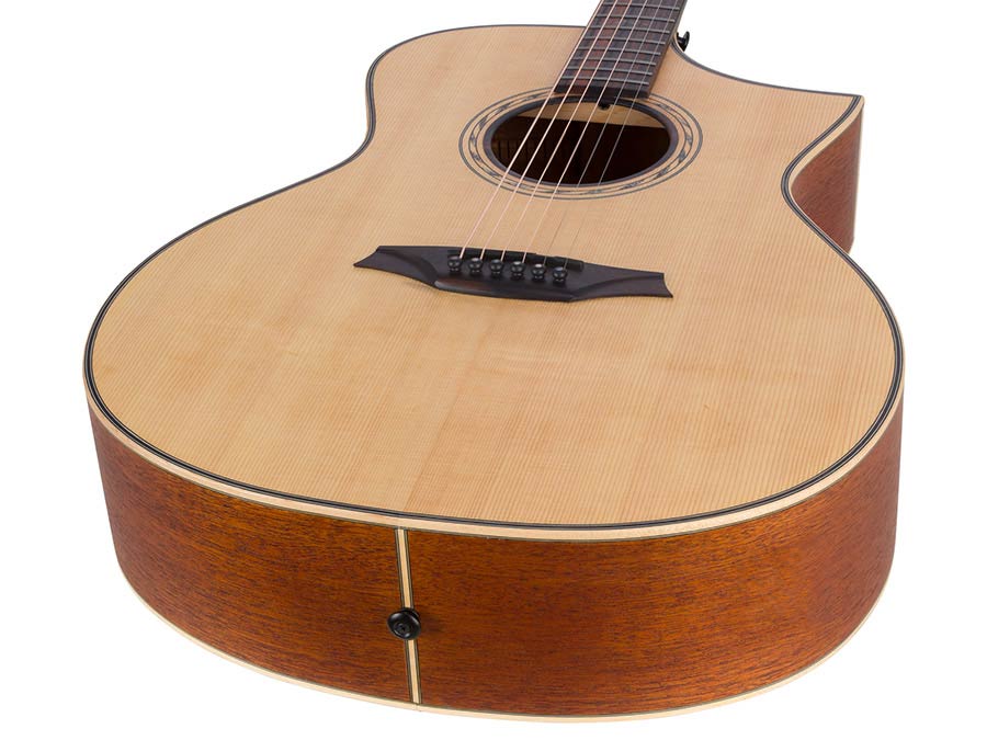 Hillside auditorium guitar with solid spruce top, mahogany b&s, cutaway, amara ebony fb, natural - Afbeelding 8