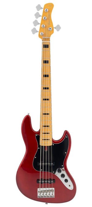 alder 5-string passive bass guitar candy apple red