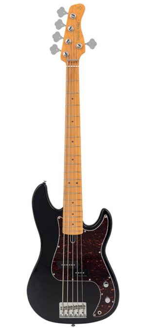 alder 5-string passive bass guitar black