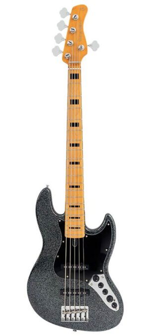 alder 5-string active bass guitar black sparkle