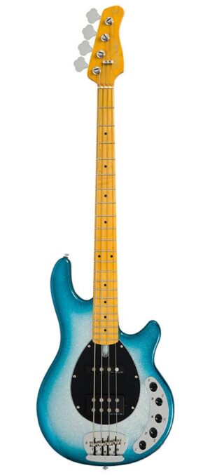 mahogany 4-string active bass guitar, skyburst sparkle