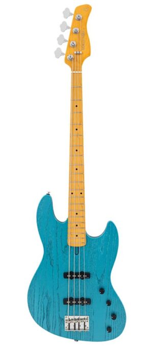 mahogany+ash top 4-string active bass guitar ocean turqoise blue