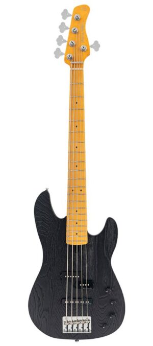 mahogany+ash top 5-string active bass guitar black