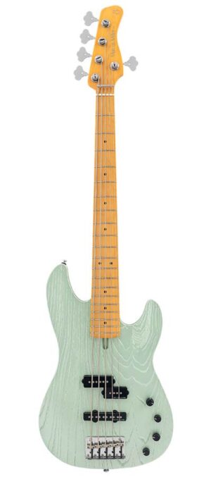 mahogany+ash top 5-string active bass guitar surf green metallic