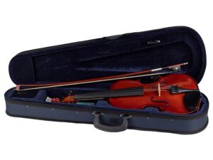 violin outfit 3/4, all solid, nitro varnish, ebony fittings, finetuner tailpiece, case, bow