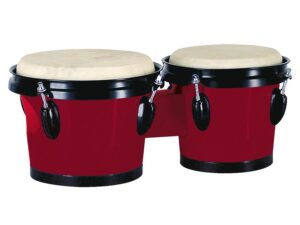 bongo, hardwood, 6,8"+7,8", rawhide skins, black hardware, red