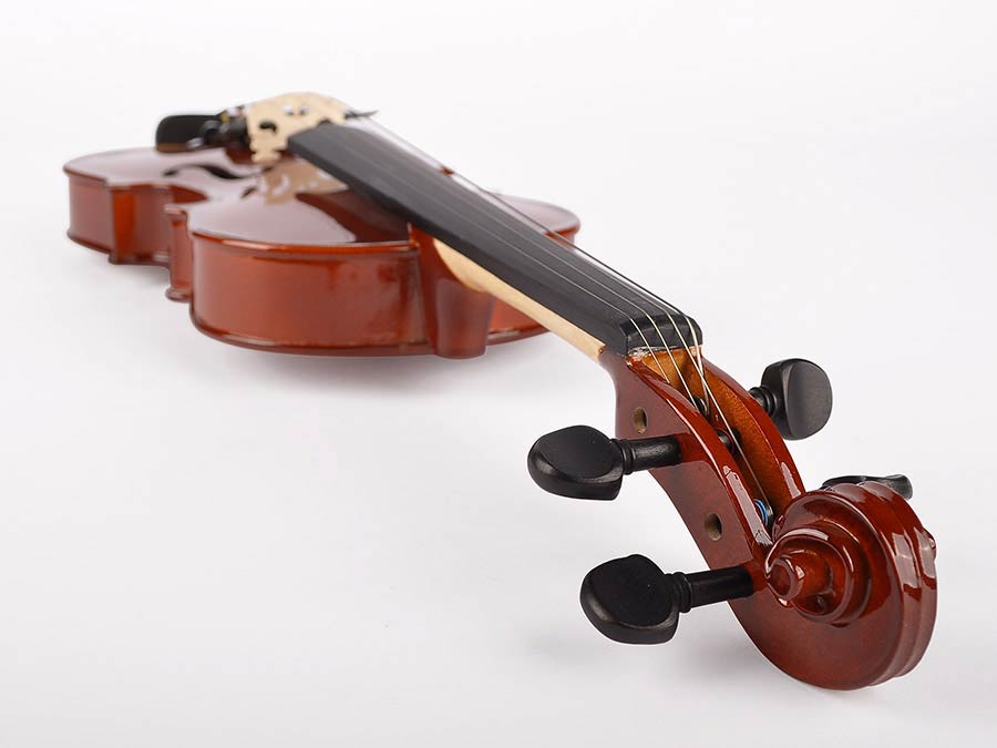 violin outfit 3/4, all solid, nitro varnish, blackened hardwood fittings, finetuner tailpiece, case - Afbeelding 6