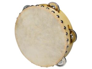 tambourine, rawhide skin, wood, 7", 5 zils
