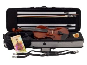 violin outfit 1/8, all solid, European flamed maple, ebony fittings, oblong case, bow