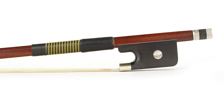 cello bow, 4/4, brazilwood, octagonal stick, ebony frog, single eye, whalebone imitation - Afbeelding 3