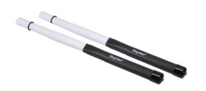 cajon brushes, rubber handle, white nylon, pair