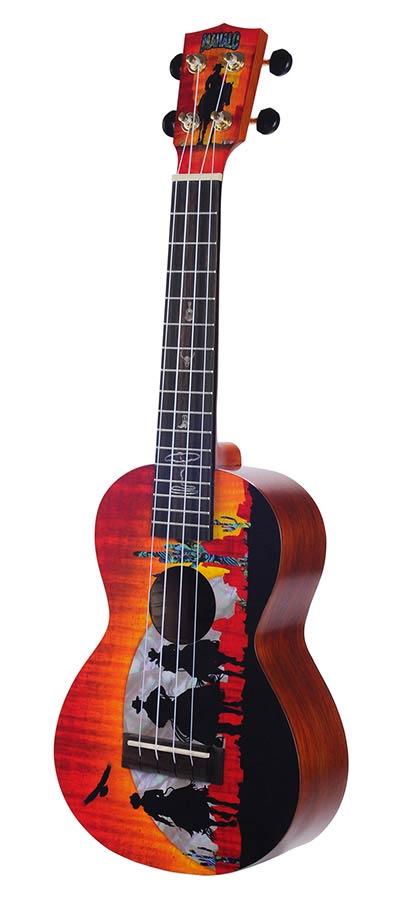 Mahalo Artist Elite Series concert ukulele wild west concert ukulele wild west, nato arched back body, mahogany neck, amara ebony fretboard, with bag - Afbeelding 5