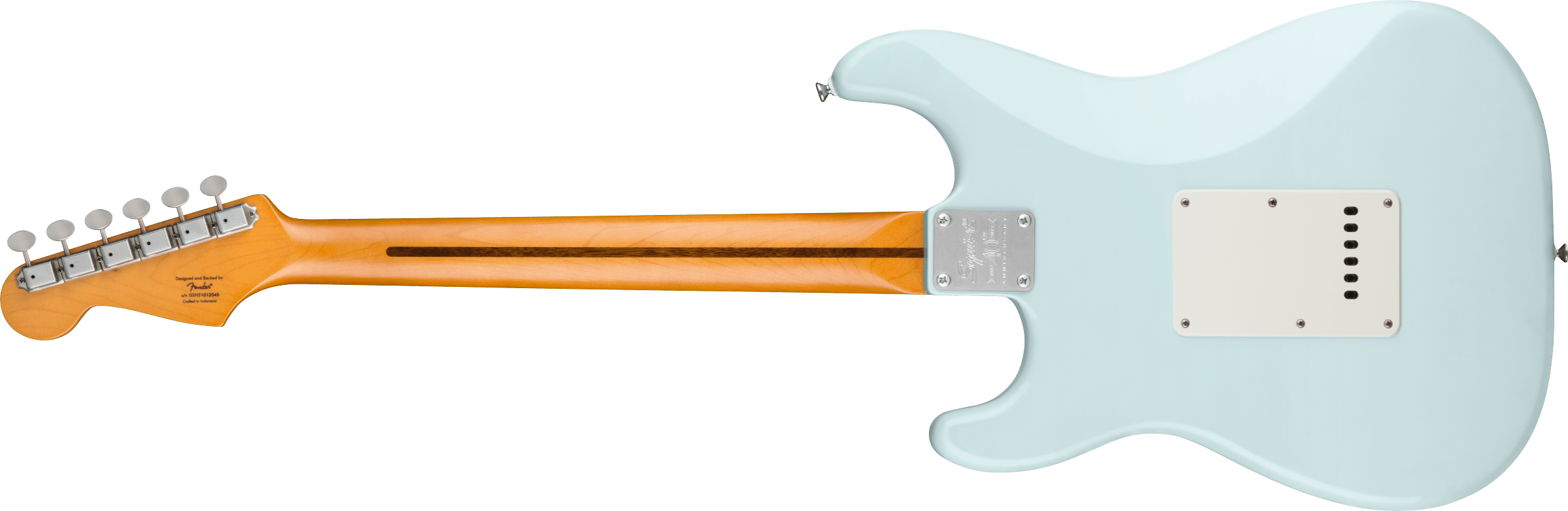 fender squire 40th anniversary stratocaster®, gold anodized pickguard, maple fingerboard, satin sonic blue, squire, stratocaster, vintage edition - Afbeelding 2