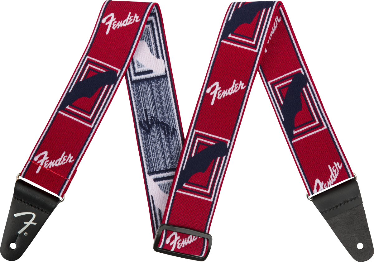 FENDER WeighLess™ Monogram Strap, Red/White/Blue, 2"