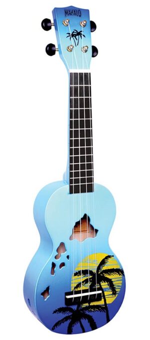 soprano ukulele hawaii, blue burst, with bag