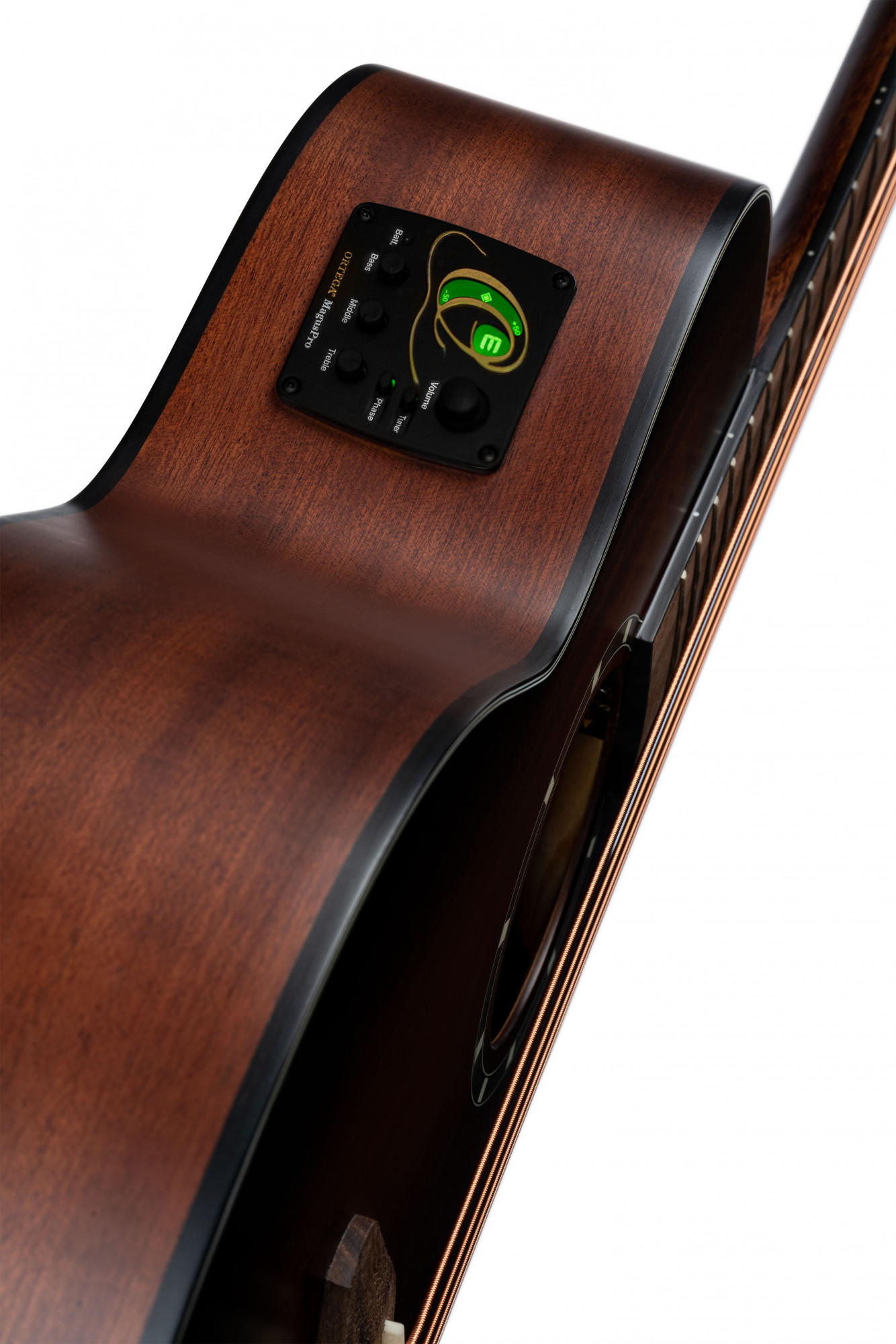 ORTEGA Deep Series 7 Medium Scale Acoustic Bass 4 String - Spruce / Mahogany Bourbon Fade - Afbeelding 10