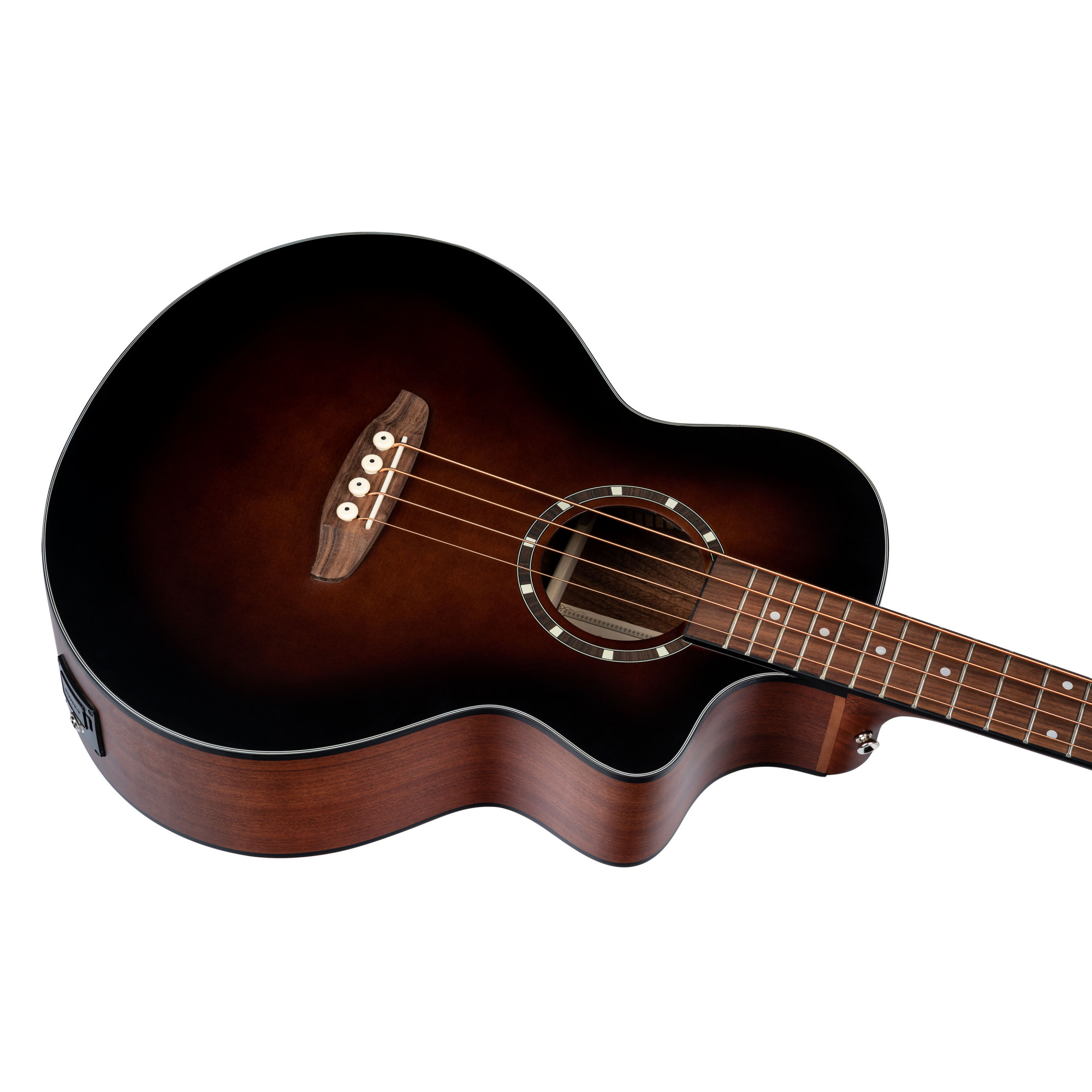 ORTEGA Deep Series 7 Medium Scale Acoustic Bass 4 String - Spruce / Mahogany Bourbon Fade - Afbeelding 7