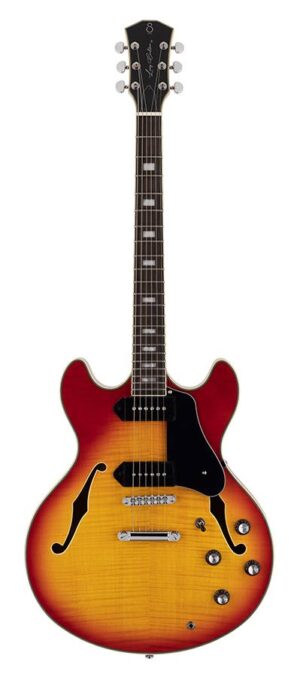 Sire H Series Larry Carlton electric guitar archtop with P90s cherry sunburst