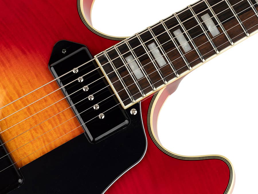 Sire H Series Larry Carlton electric guitar archtop with P90s cherry sunburst - Afbeelding 8