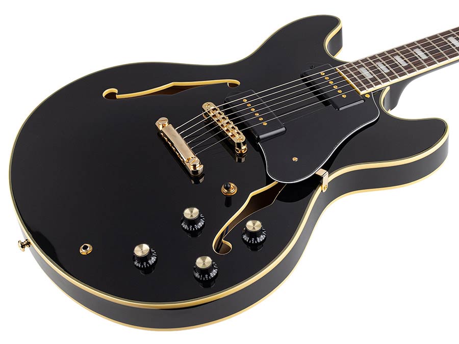 Sire H Series Larry Carlton electric guitar archtop with P90s black - Afbeelding 3