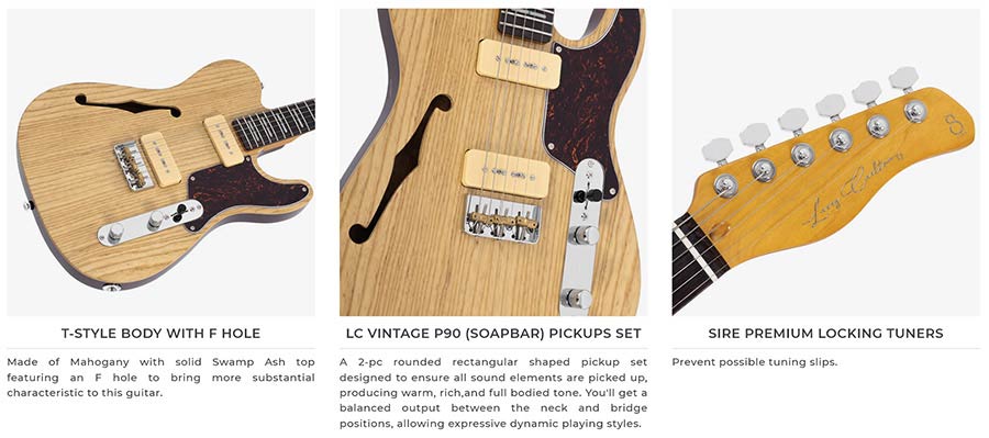 Sire T Series Larry Carlton alder + ash chambered electric guitar T-style - Afbeelding 13