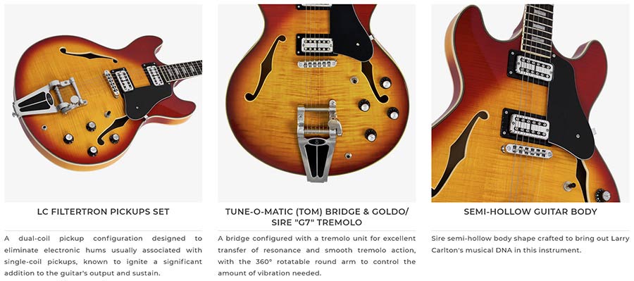 Sire H Series Larry Carlton electric archtop guitar with tremolo - Afbeelding 12