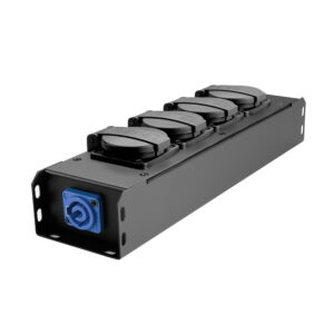 Adam Hall PRO PORT 4 Power Strip 4 x Schukosockets IP54 | PowerIn BLU & PowerOut GREY